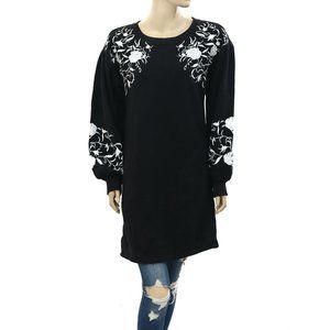 NEW DAILY PRACTICE ANTHROPOLOGIE EMBROIDERED Sweatshirt TUNIC Dress Boho Hippie
